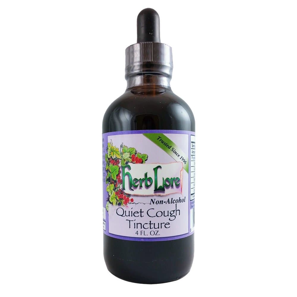 Herb LoreQuiet Cough Tincture - Alcohol Free - Herbal Support for Dry Cough - Kids & Adults - Liquid Mullein, Elecampane & Lobelia Drops