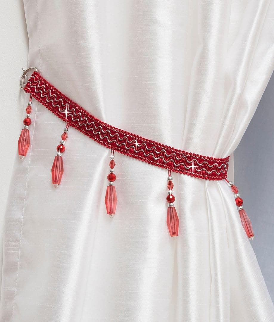 John Aird PAIR (x2) Crystal Beaded Curtain Tie Back (Red)