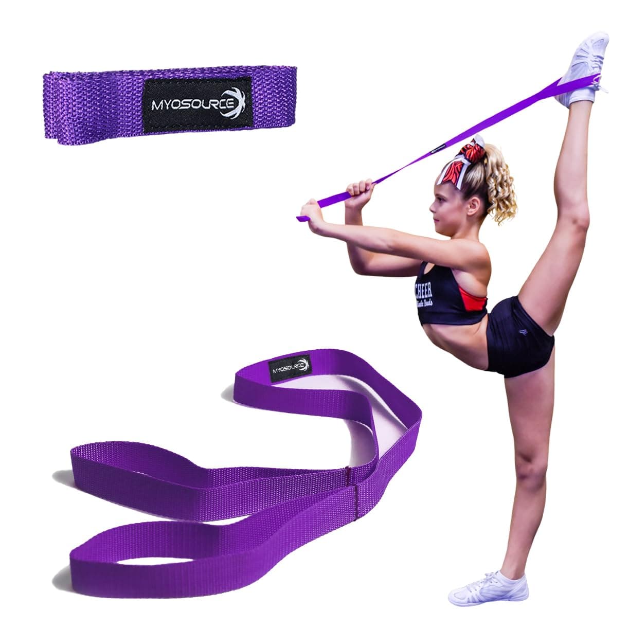 Myosource Kinetic Bands Cheerleading Flexibility Stunt Strap - Improve Stretching and Stunts for Cheer Dance Gymnastics & Physical Therapy – Stocking Stuffers Present for Kids Girls Adults - 12 Colors