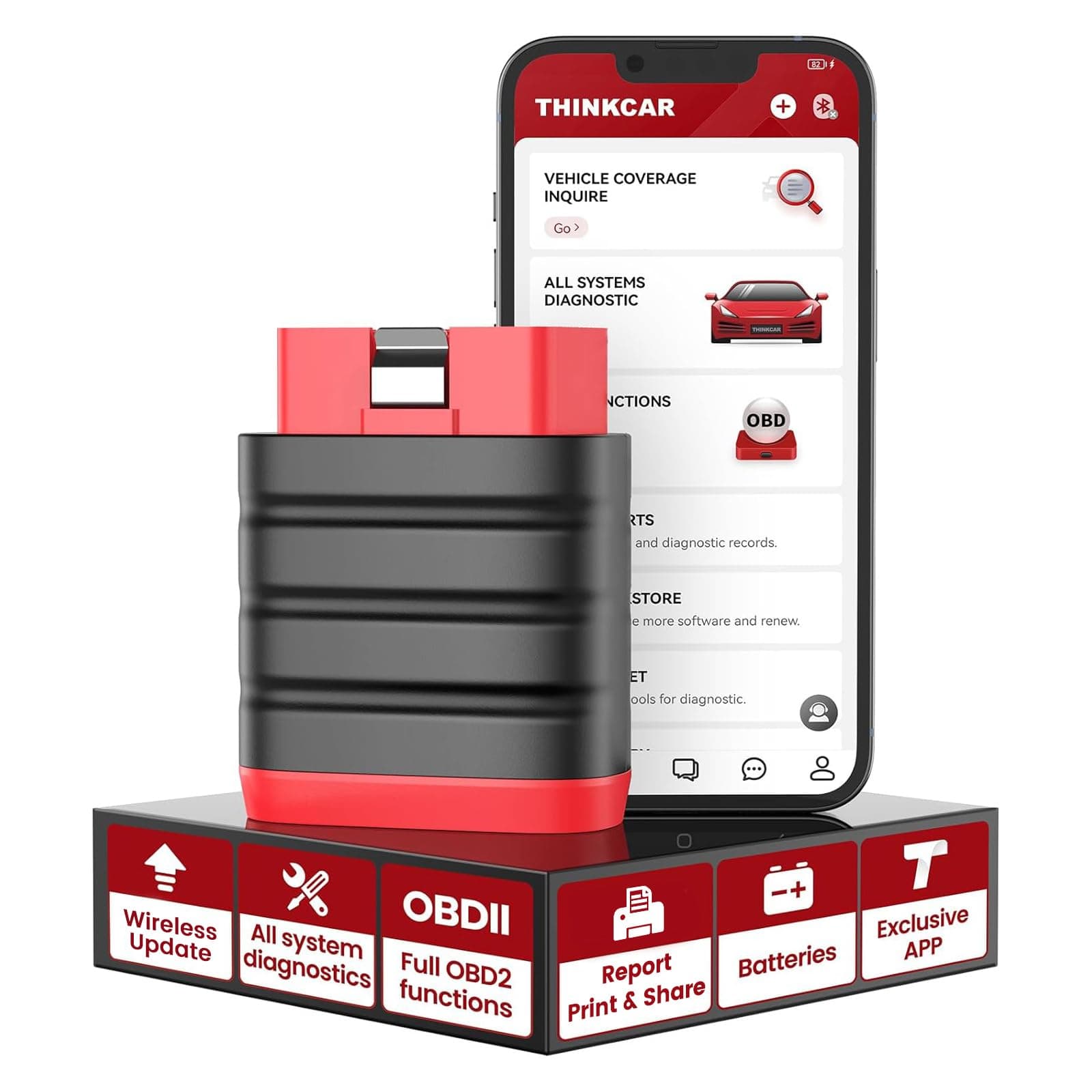 Thinkdiag Mini Bluetooth OBD2 Scanner Diagnostic Tool, OE Full-System Car Scanner for iOS & Android, Check Engine Light Fault Code Reader Scan Tool for Vehicles