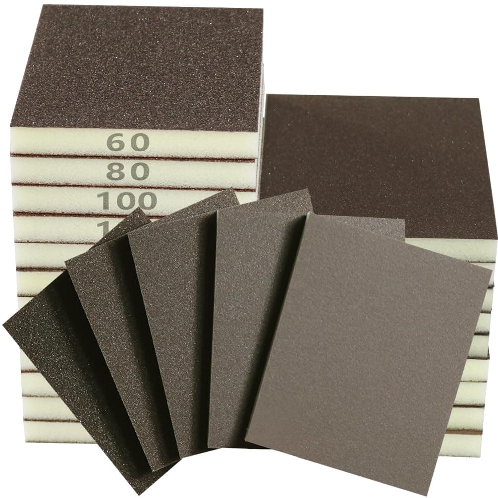 - 16PCS Sanding Sponge, 60 80 100 120 150 180 240 320 Coarse Medium Fine Grits Sanding Block Wet Dry Sandpaper Sponge, Sander Sponges for Wood Drywall Metal Wood
