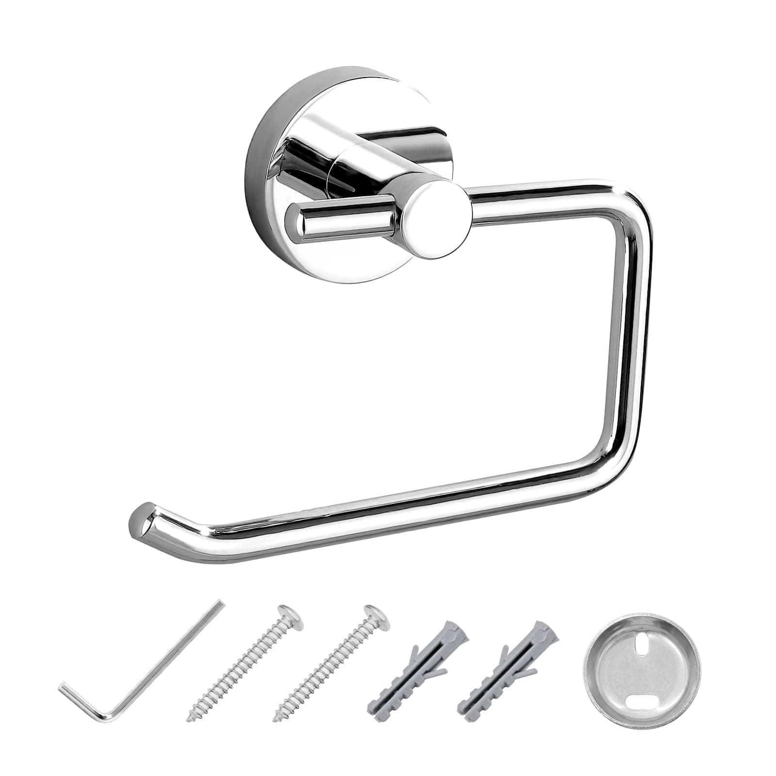 JASSFERRY C Round Wall Mounted Toilet Roll Holder Chrome Loo Paper Holders Bath Towel Storage Mount Stand for Bathroom