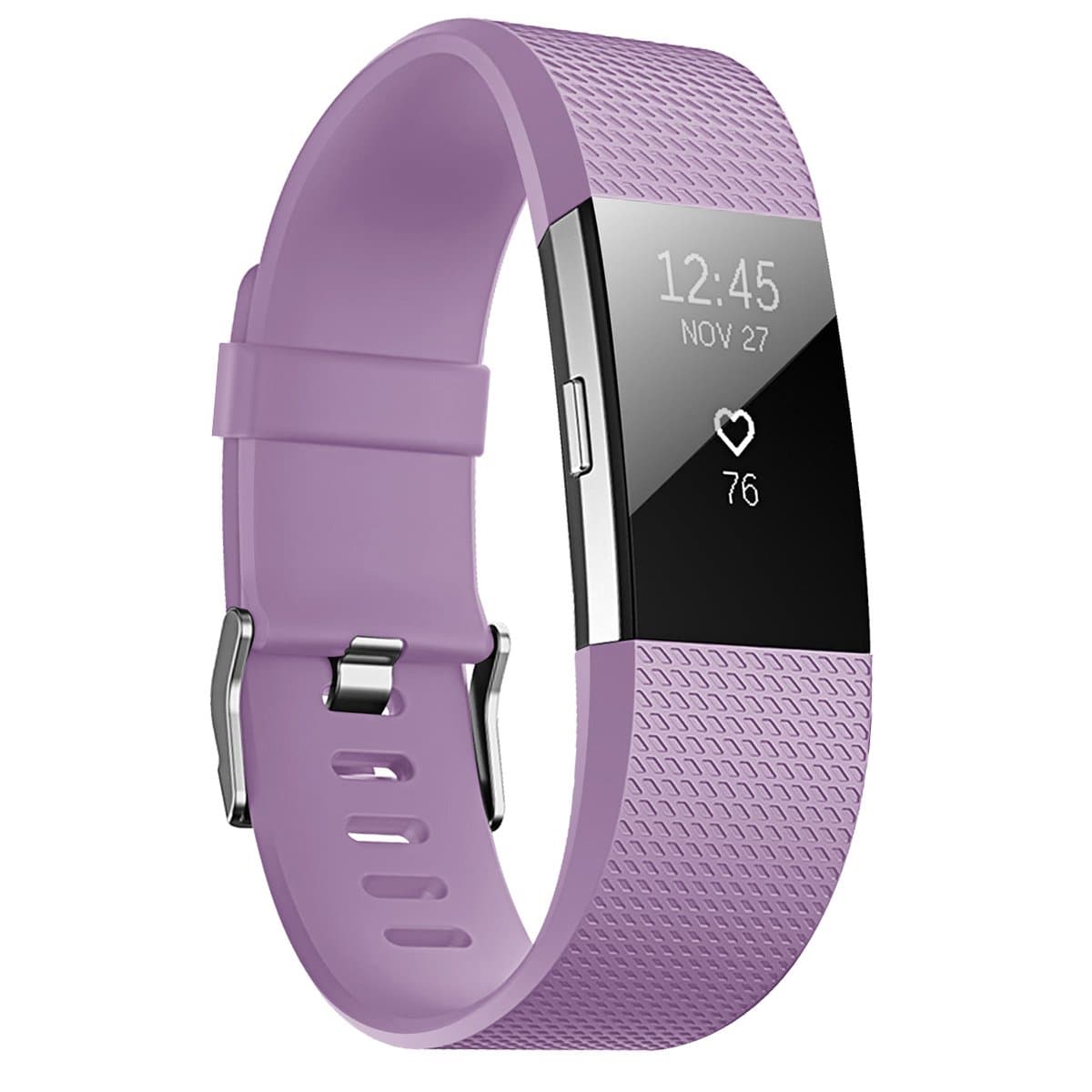 JUNYI Fitbit Charge 2 Bands,Classic Sports Watch Adjustable Replacement Comfortable Bands for Fitbit Charge 2 Fitness Smart Wristbands Strap (Lilac Small)