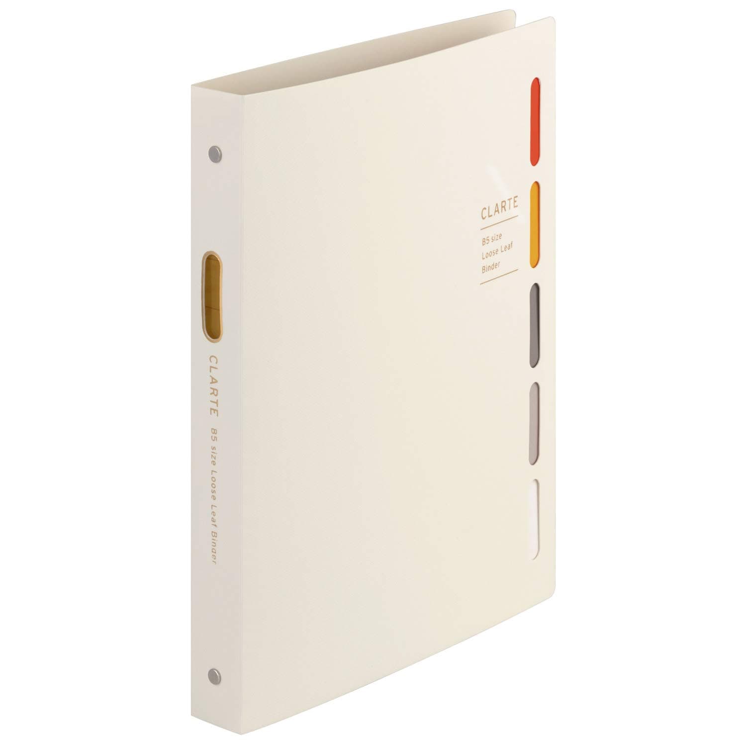CLARTE B5 Size 26-Ring Binder, 5 Index Window Cover, with 5-tab dividers + 10 Loose Leaf Papers + 1 Clear Pocket, Ivory, 1 EA (F311-14)