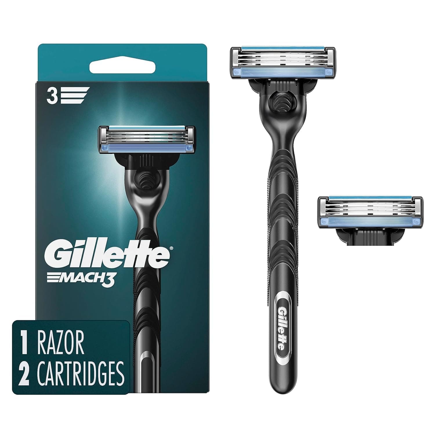 Gillette Mach3 Men's Razor Handle + 2 Blade Refills