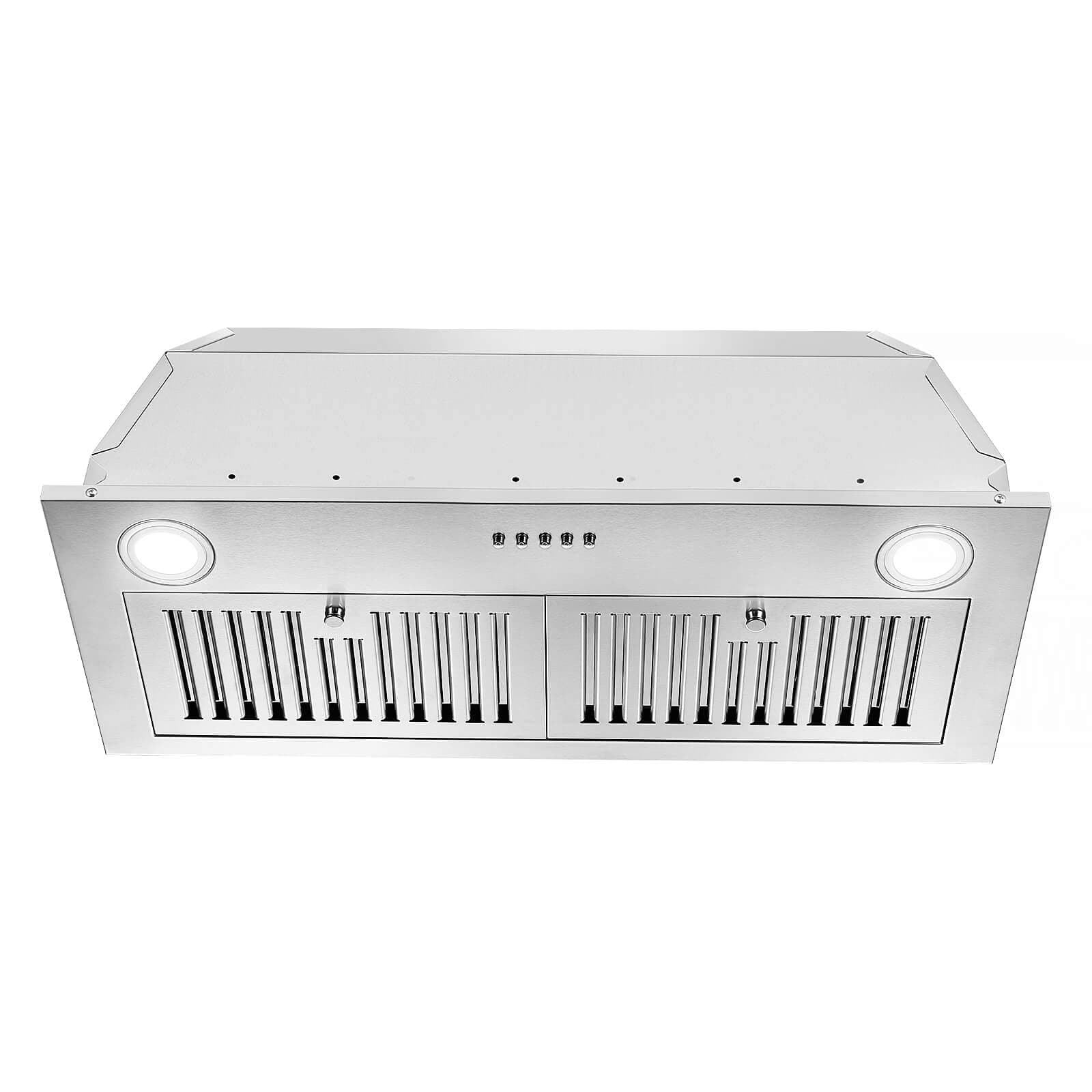 Range Hood Insert 30 inch,Stainless Steel Kitchen Vent Hood 600CFM,Built-in Kitchen Stove Hood w/Front Button Controls and Front LED Lights,Baffle Filters,Ducted/ductless Convertible Duct