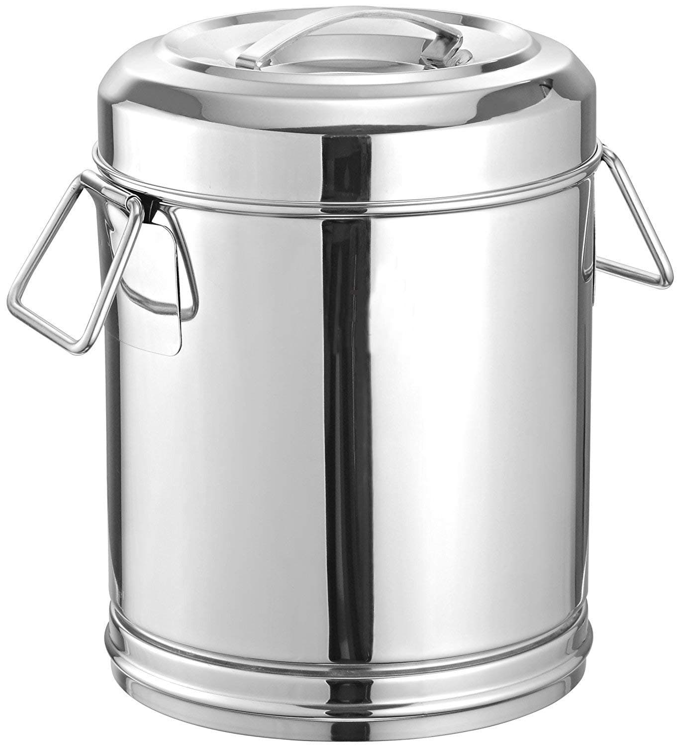 SWERTIA Stainless Steel Storage Drum with Laser Etching Aata Rice Container Steel with Handle Steel Pawali Storage Tanki for Kitchen Home (5 Ltr, Silver)