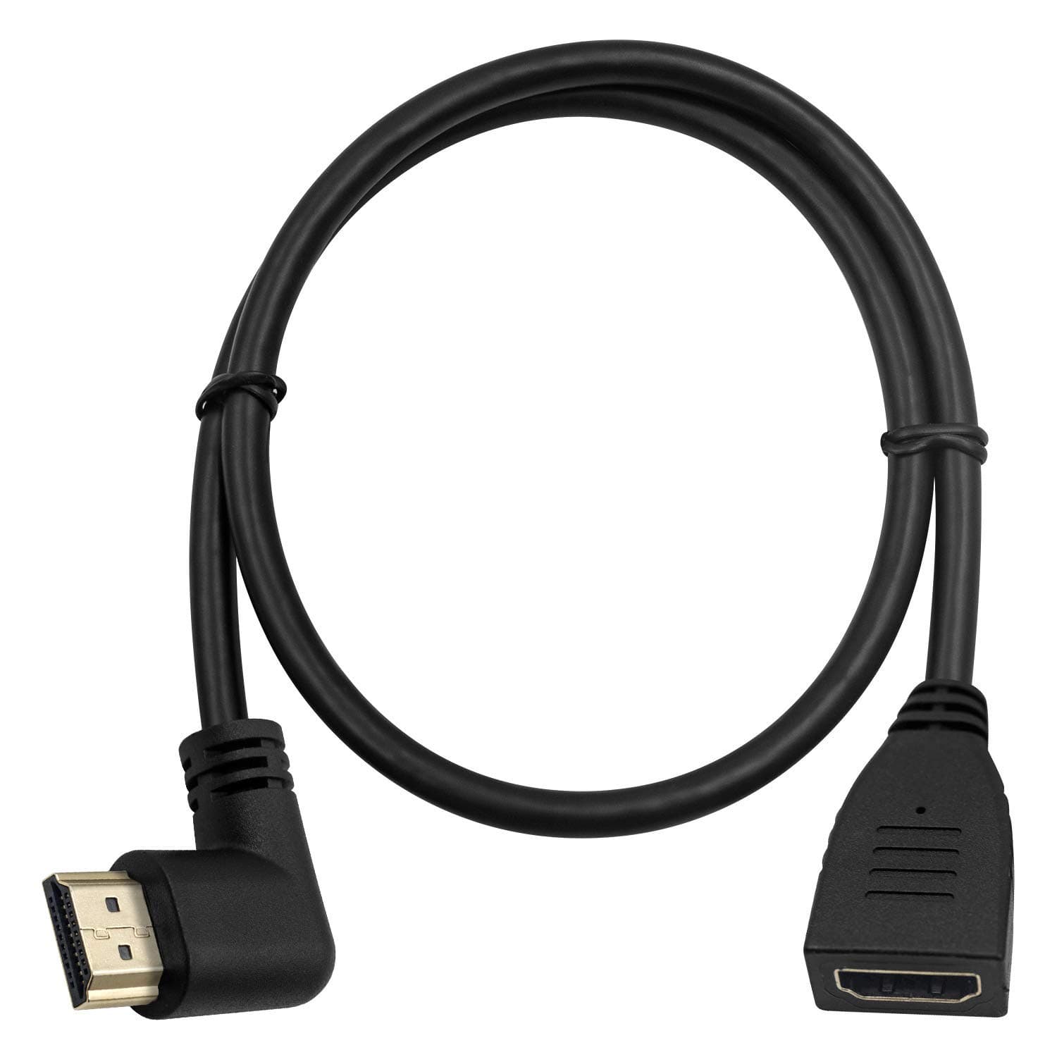 Exuun HDMI 2.0 Extension Cable 90 Degree, 2 Feet/60cm Gold Plated High Speed Right Angle HDMI Male to Female Extension Cable 60Hz, 4K 2K (F/M Right)