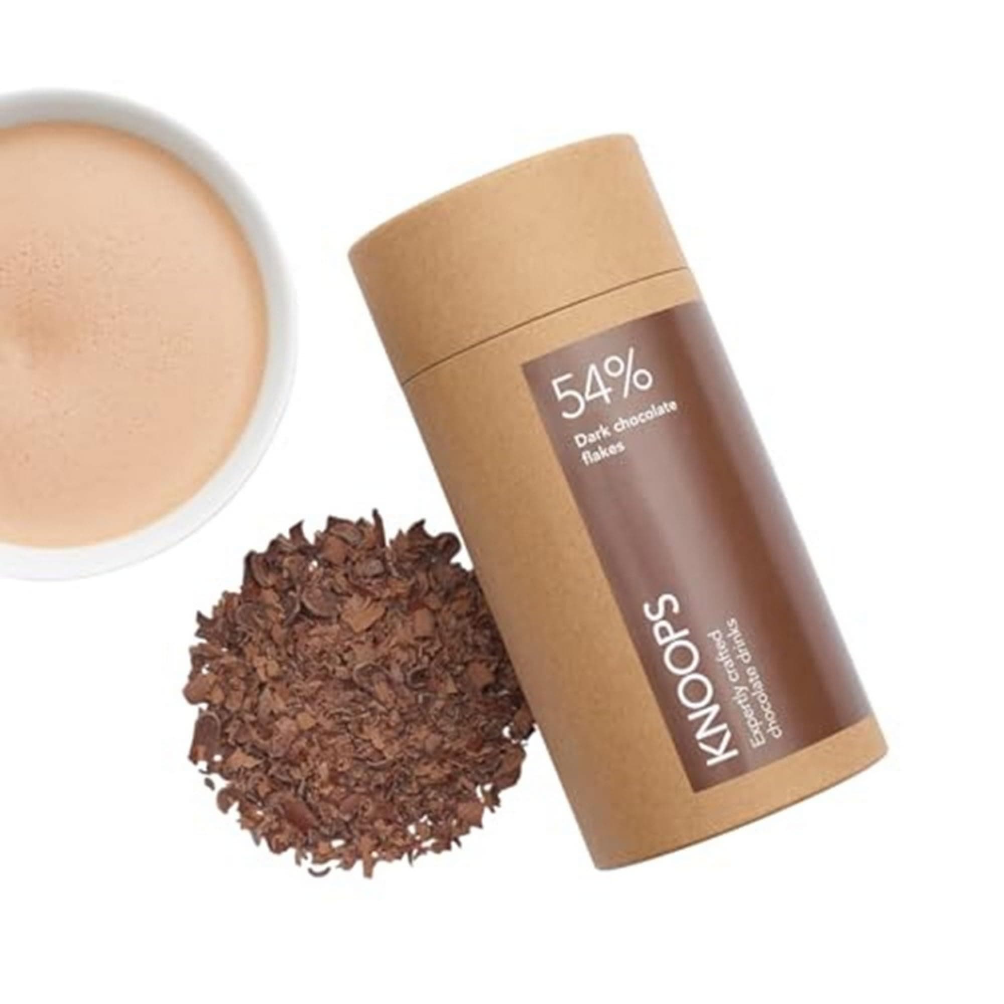 Knoops White Hot Chocolate Flakes, 28% White Luxury Hot Drinking Chocolate, Delicious Milky Cocoa Drink with Real Choc Flakes, All Natural Ingredients, 250 g, Equal to 8 Serving Sachets