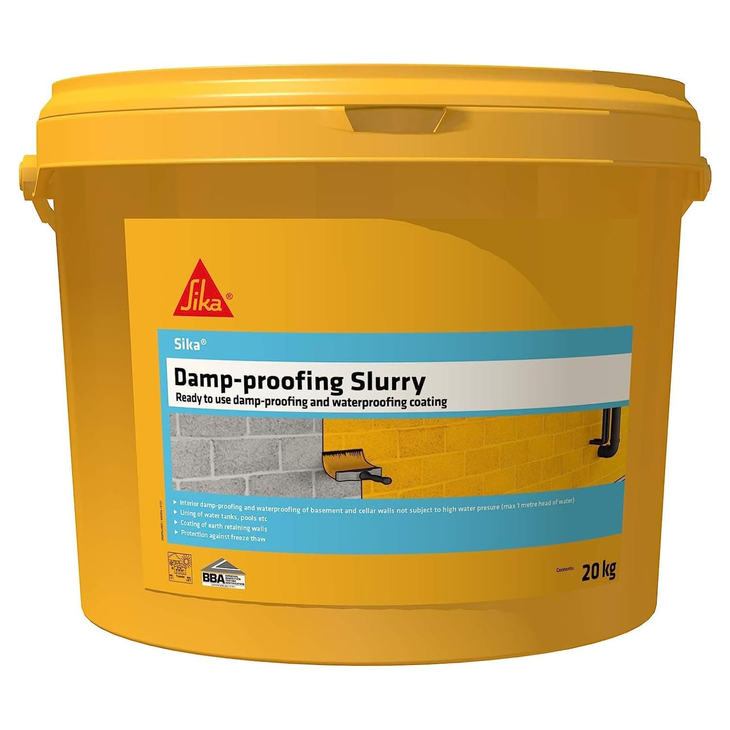 Sika Damp Proofing Slurry – Waterproof – Adjustable Consistency – Interior and Exterior Applications – Grey – 20kg