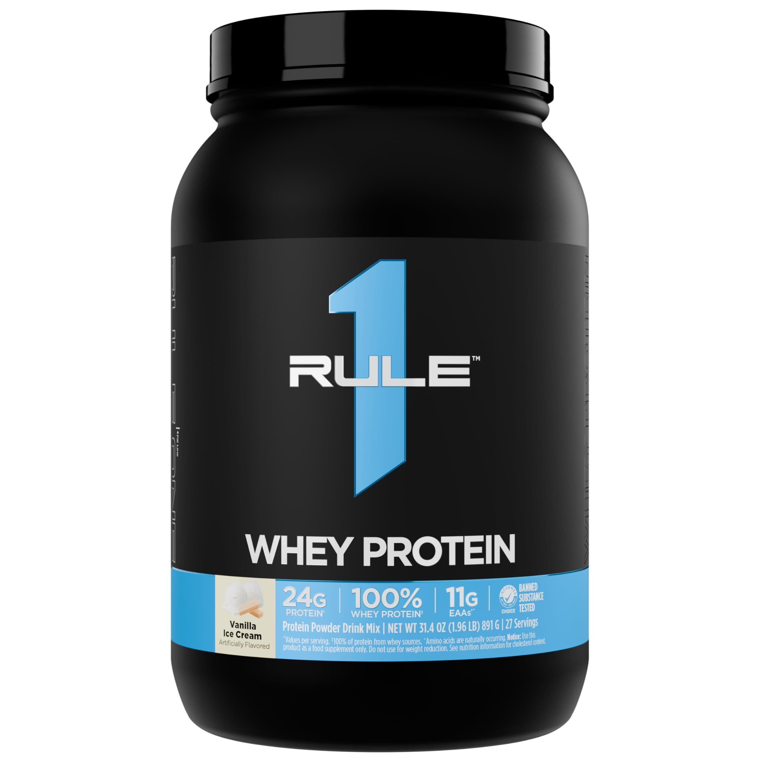 Whey Protein – 24g Fast-Acting Protein from All-Whey Sources with Naturally Occurring EAAs & BCAAs for Workout Recovery or Anytime Use (2 Pounds, Vanilla Ice Cream)
