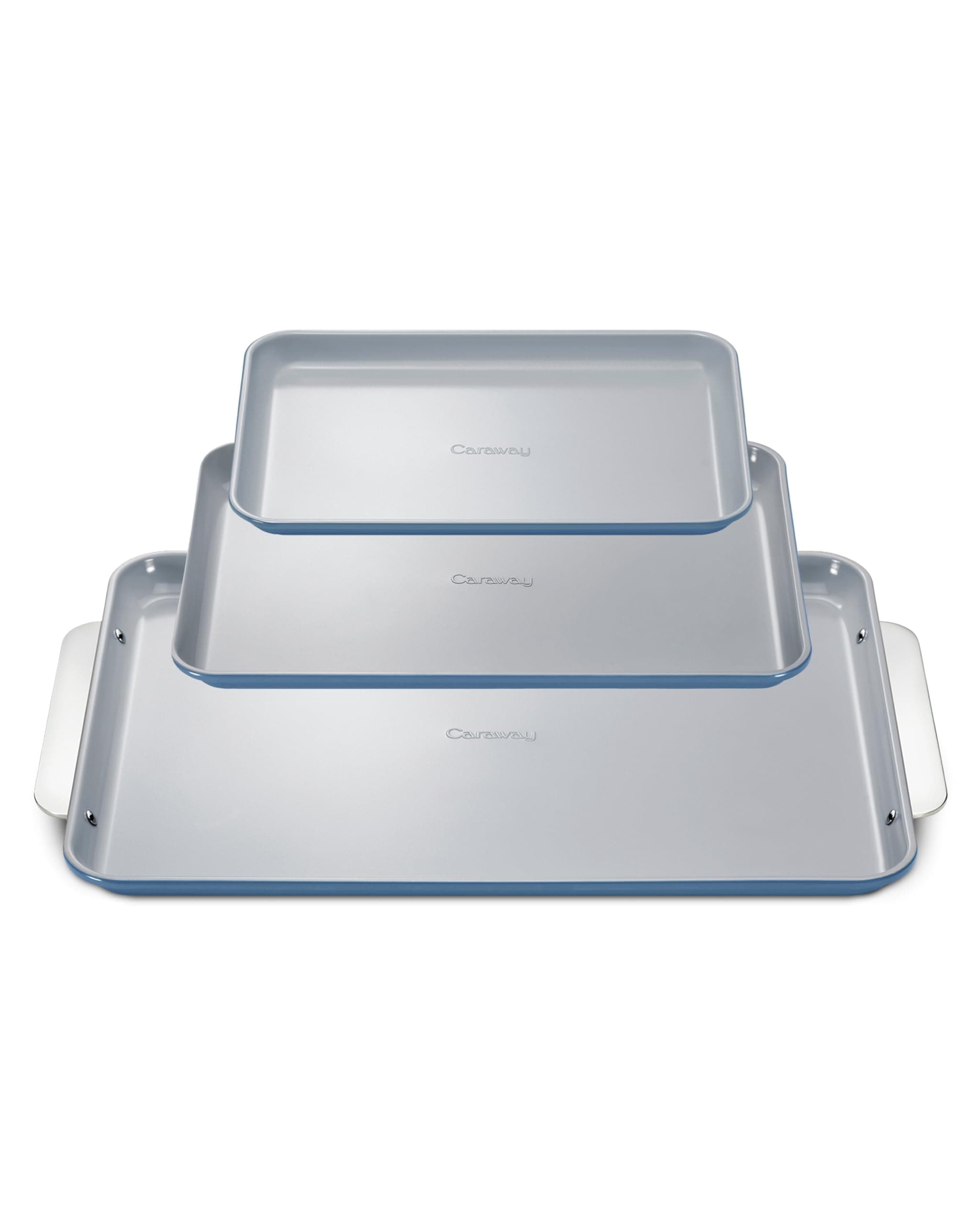 - Caraway Non-Stick Ceramic Baking Sheet Trio - Naturally Slick Ceramic Coating - Non-Toxic, PTFE & PFOA Free - 18 x 13" Large, 15 x 10" Medium, & 9" x 13" Small - Slate