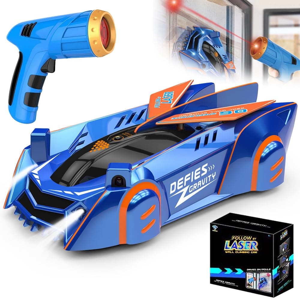 RC Cars, Zero Gravity Laser Remote Control Cars, Wall Climbing Race Car, Controlled Racing Toy Car, Thrilling Fun for Kids Boy Girls Age 16+Years and Aldult (Blue)