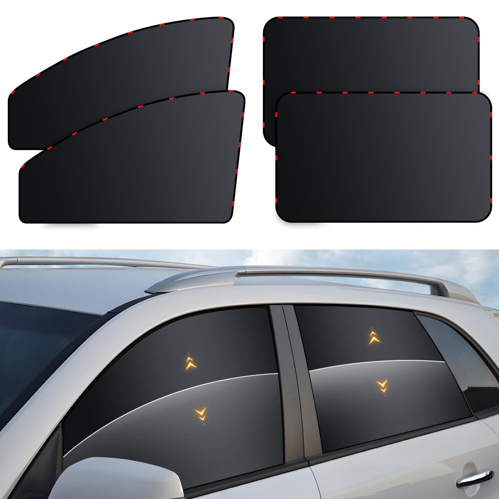 Car Window Shades - 4 Pack Car Window Covers Premium UV Blocking, Side Window Curtains Full Blackout for Privacy, Breastfeeding, Napping, Camping, and Travel, Universal Fit for Most Vehicles