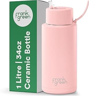 – Insulated Water Bottle for Cold Or Hot Drinks - 1 Litre/34oz Metal Water Bottle with Straw Lid, Ceramic Insulated, Stainless Steel, Triple Wall Vacuum - Blushed Pink by frank green