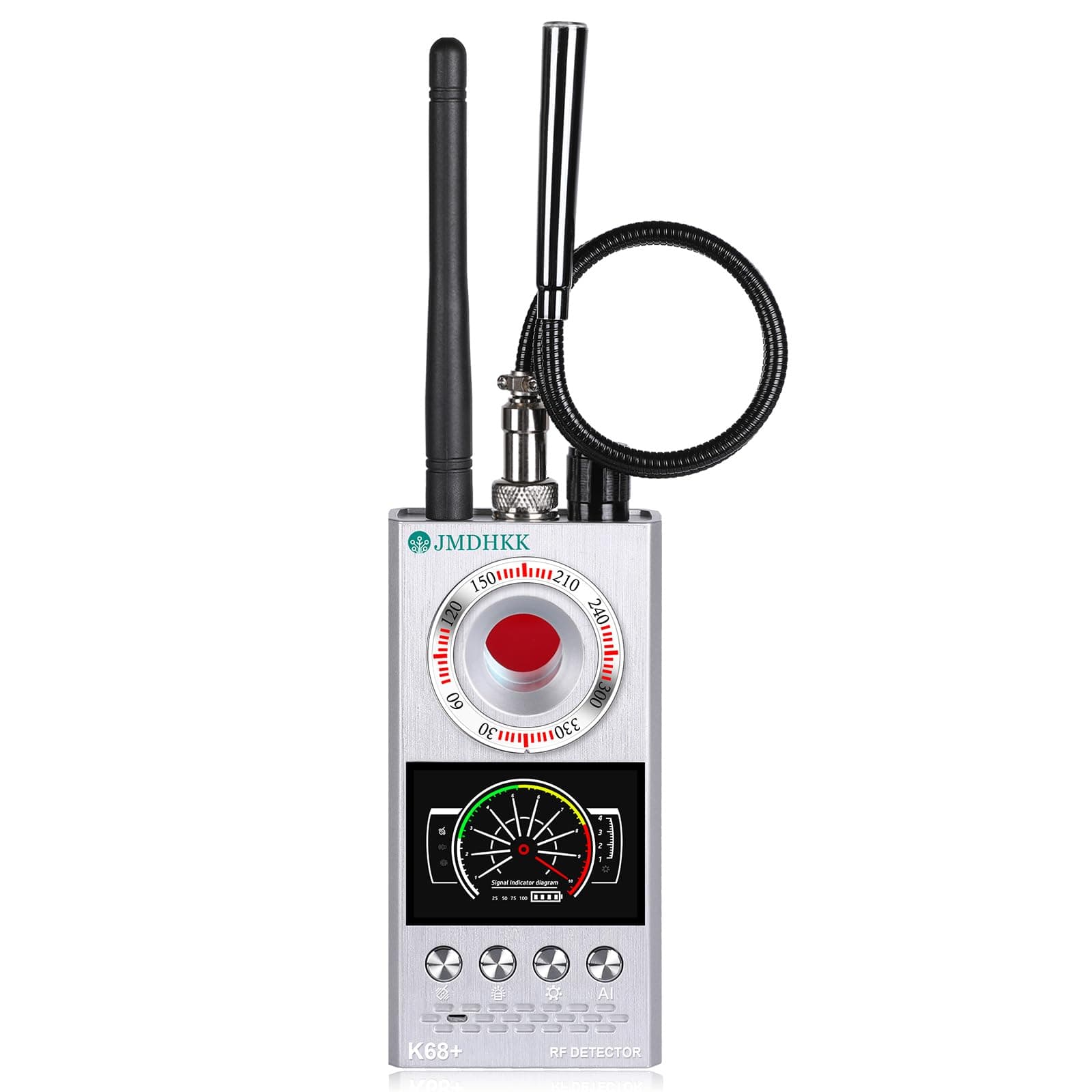 JMDHKK Hidden Camera Detector & Bug Detector – Magnetic Tracker & Wireless Signal Finder for Home, Office, Hotel, Car – Advanced Privacy Protection for Travel & Security(Silver