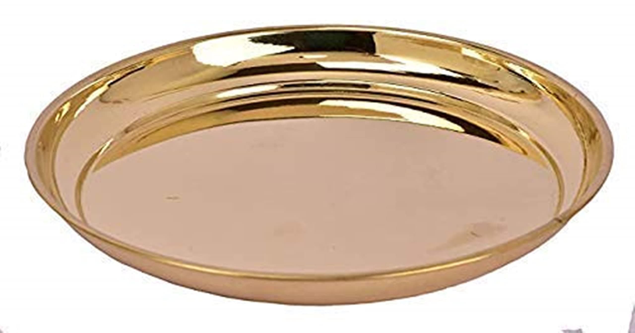 Handmade Brass Puja Thali/Pure Brass Pooja Plate (Size-6 Inch) (6X6, 2)