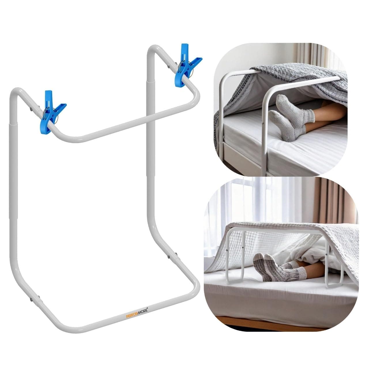 Adjustable Blanket Lifter/Support with Bed Support (Height of 23"–31") and 2 Clips(Random Color), Heavy Duty Steel, Ideal for Arthritis Relief, Restless Legs, Foot Cramping, Surgery Recovery