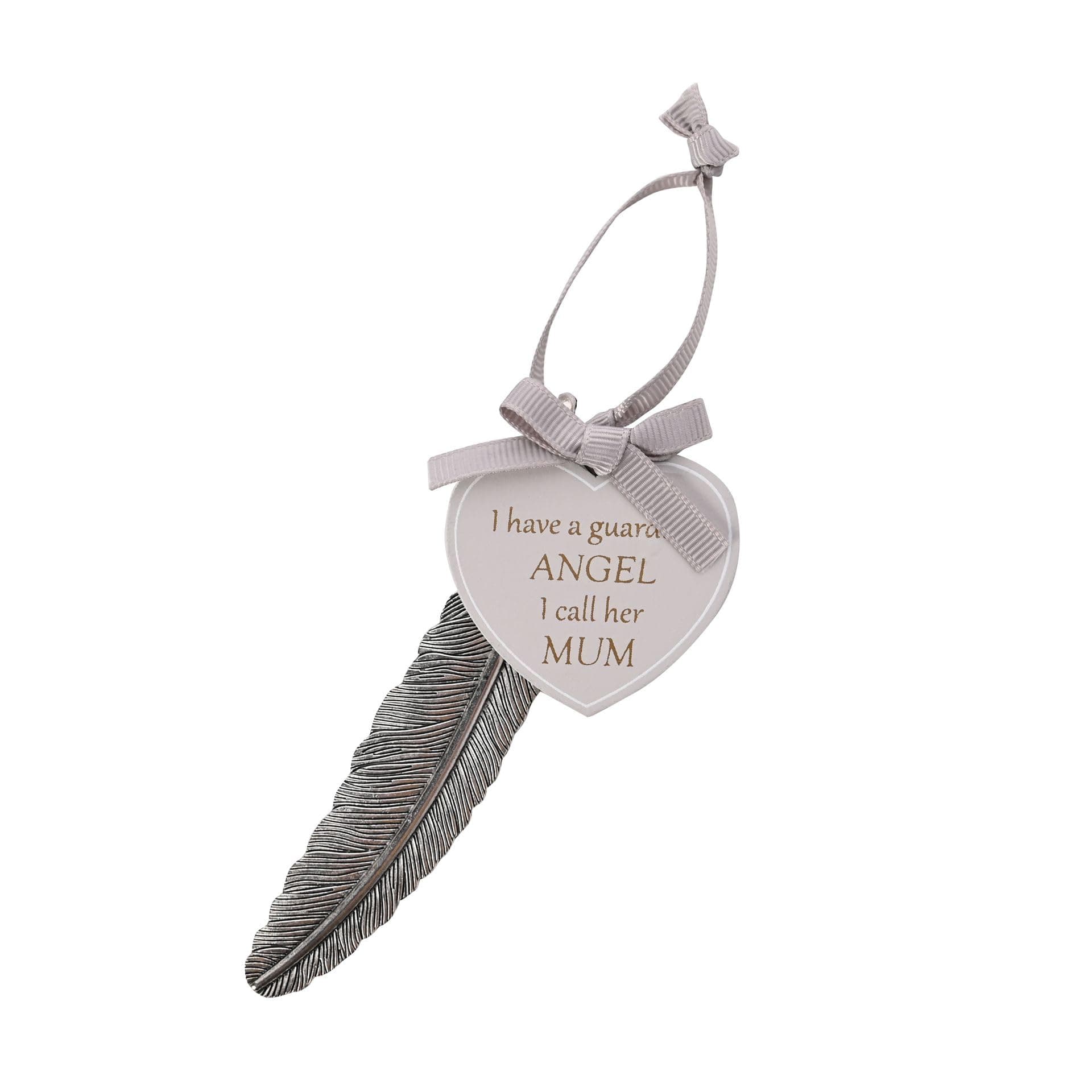 Widdop & Co. Feather and Heart Hanging Plaque Keepsake - Mum Guardian Angel - Thoughts of You Gift Idea