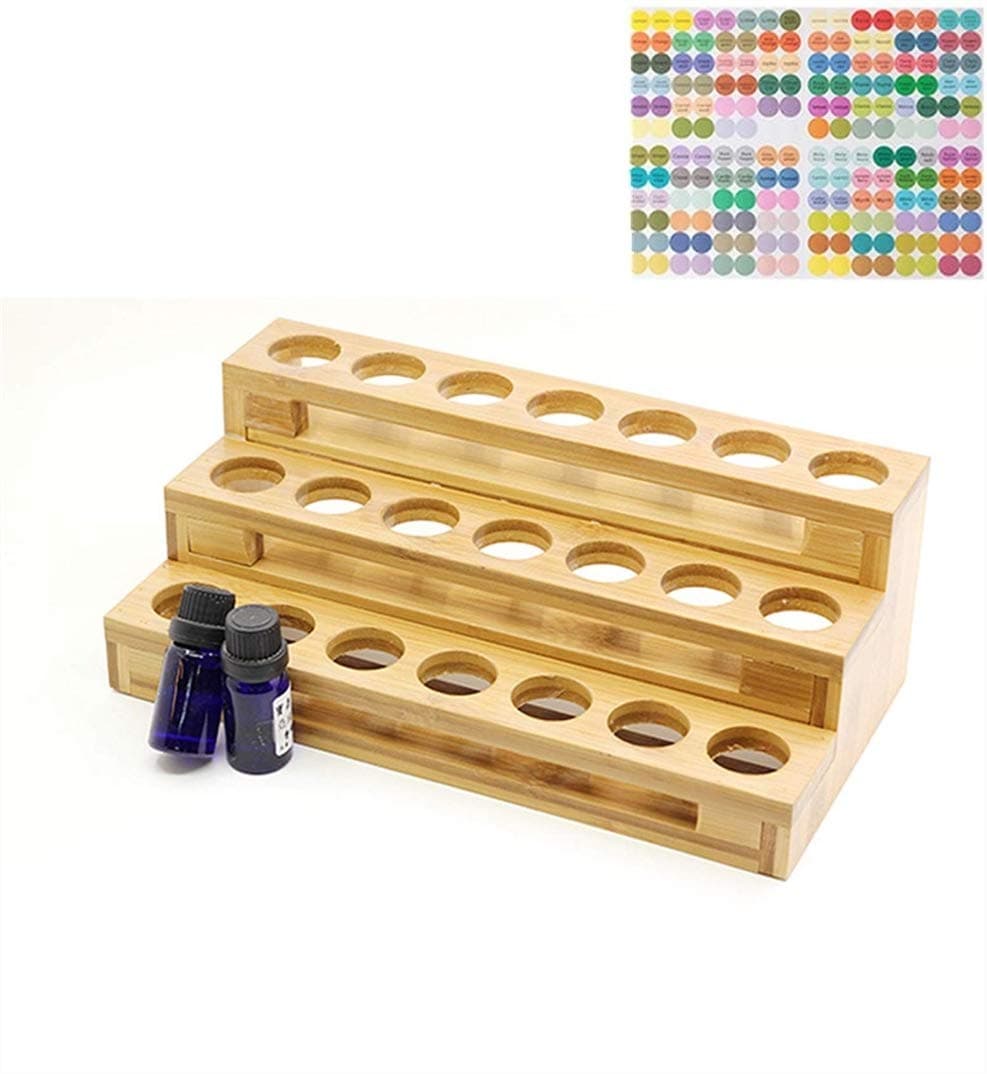 CHSEEA Essential Oil Storage Organizer Wooden Essential Oils Presentation Display Rack Stand Holder, 18 Slots 30ml Bottles Aromatherapy Carrying Box Nail Polish Essential Oil Storage Case #2
