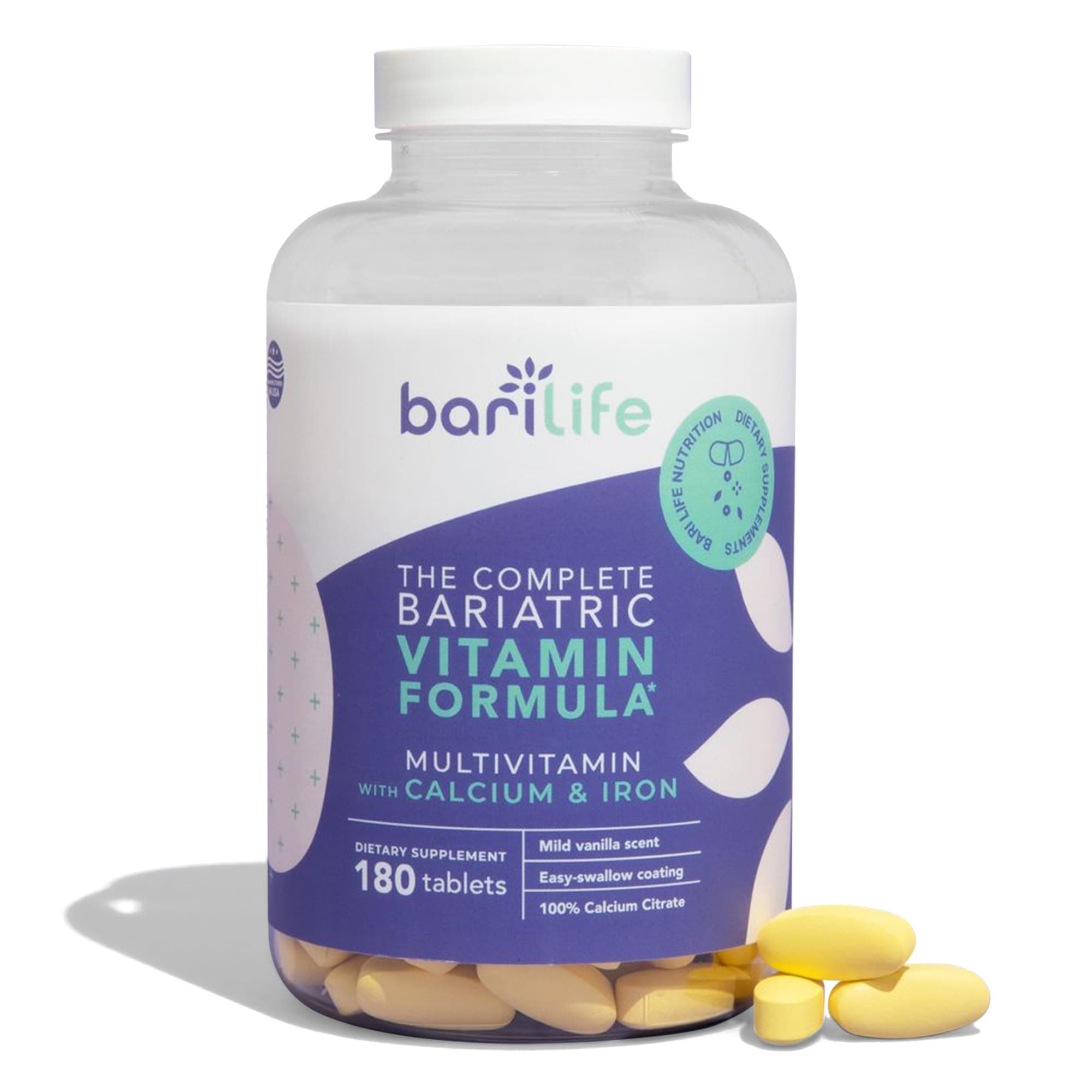 Complete Bariatric Multivitamin Non-chewable Tablet w/Calcium Citrate and Iron - 180 Tablets/Bottle