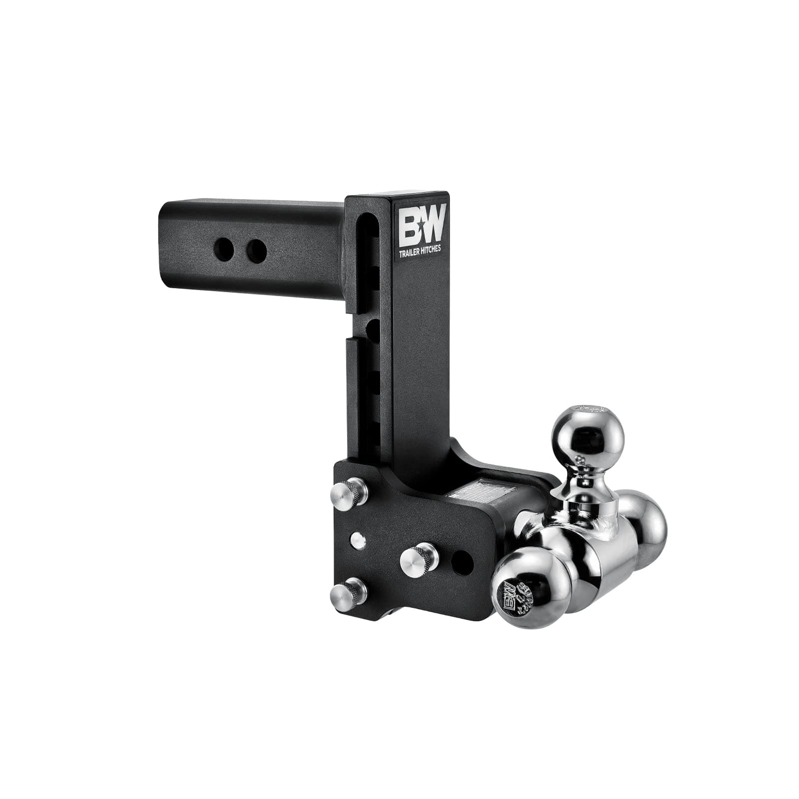 B&W Trailer Hitches Tow & Stow Adjustable Trailer Hitch Ball Mount - Fits 2.5" Receiver, Tri-Ball (1-7/8" x 2" x 2-5/16"), 7" Drop, 18,000 GTW - TS20049B
