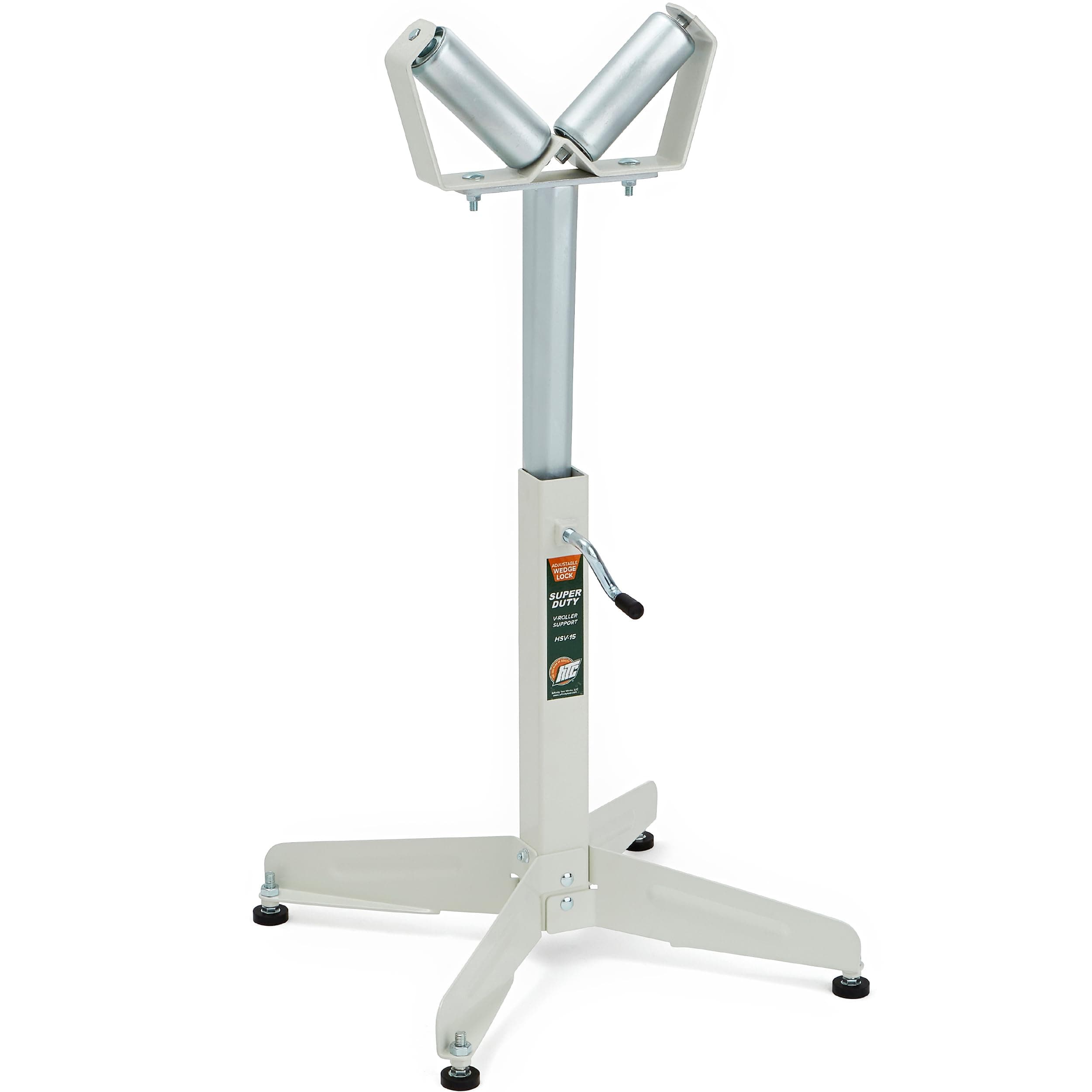 HTC HSV-15 Pipe Stand V head Roller Super Duty Adjustable 22-Inch to 32-Inch Tall , White