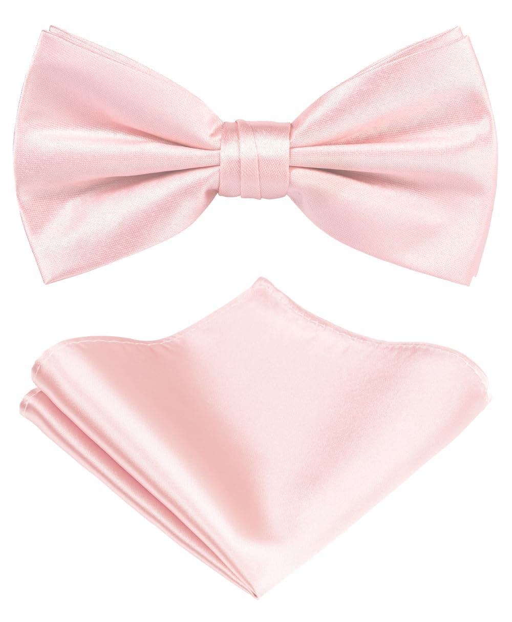 TIE G Solid Color Pre-tied Bow Tie and Pocket Square Sets in Gift Box