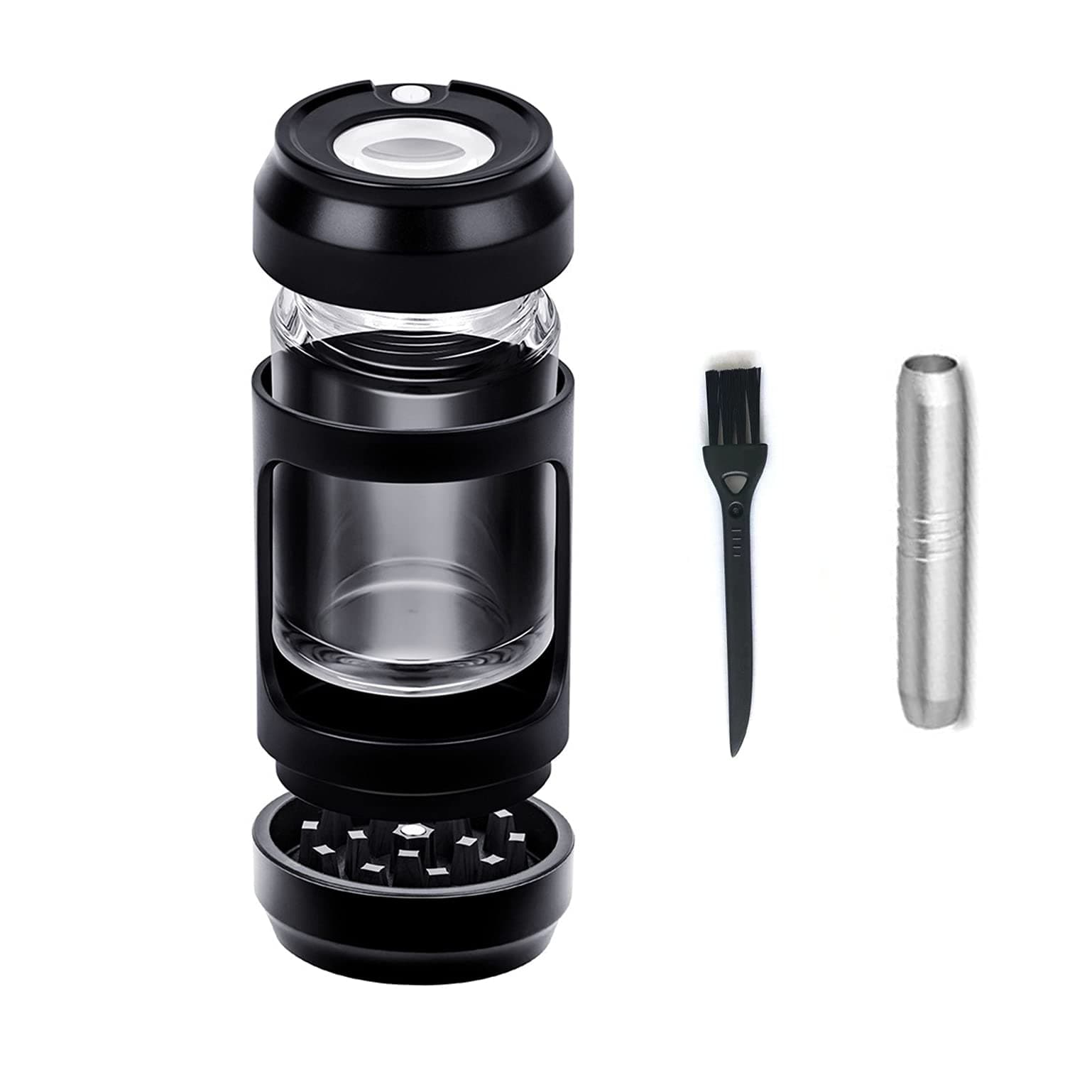 Upgrade Herb Grinder 110ml LED Light Spice Grinder with Pipe/Clean Brushes for Easy Storage and Carrying