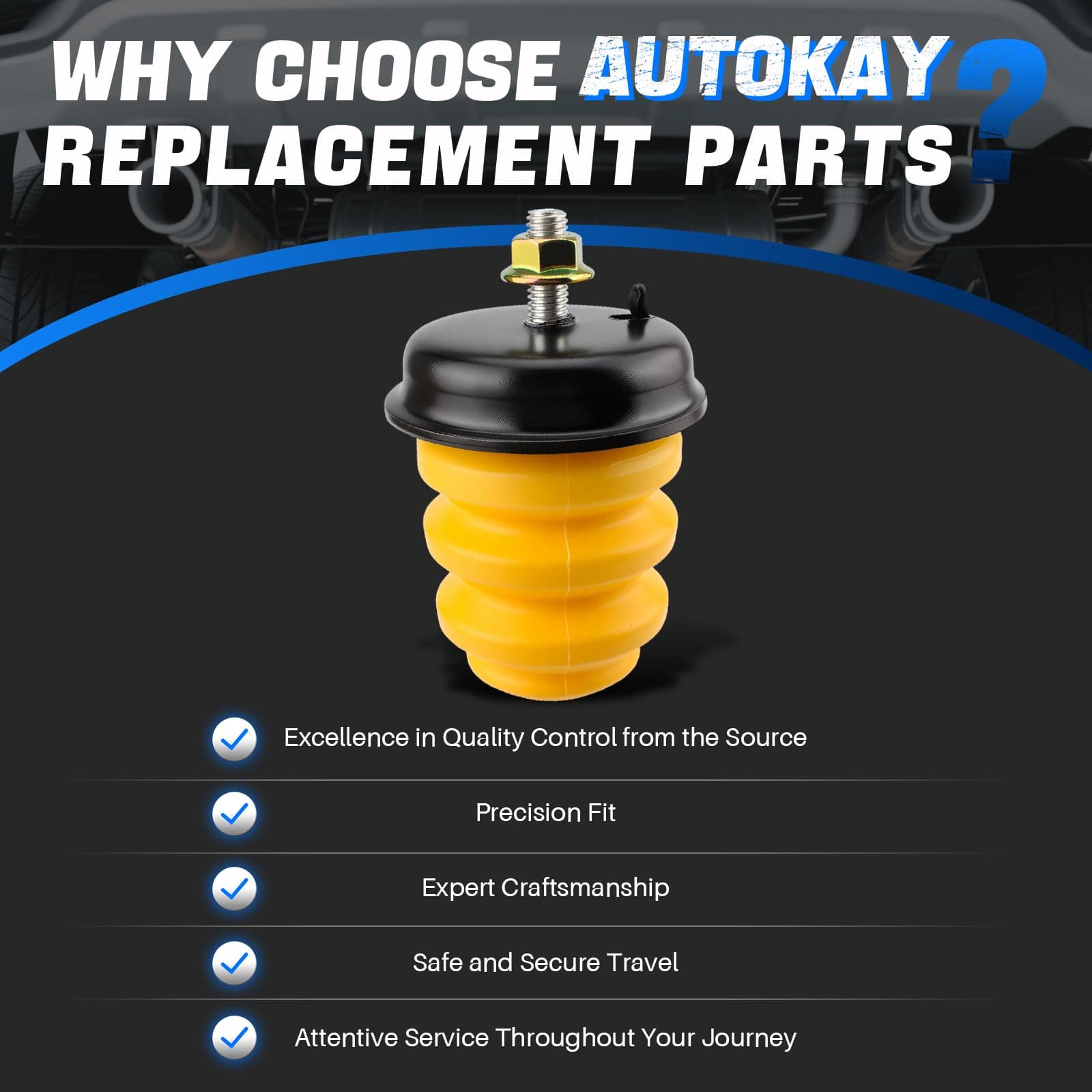 AUTOKAY 523-049 Rear Frame Leaf Spring Bumper Bump Stop Fits for Chevrolet Silverado 1500 Hd - 2 Pcs