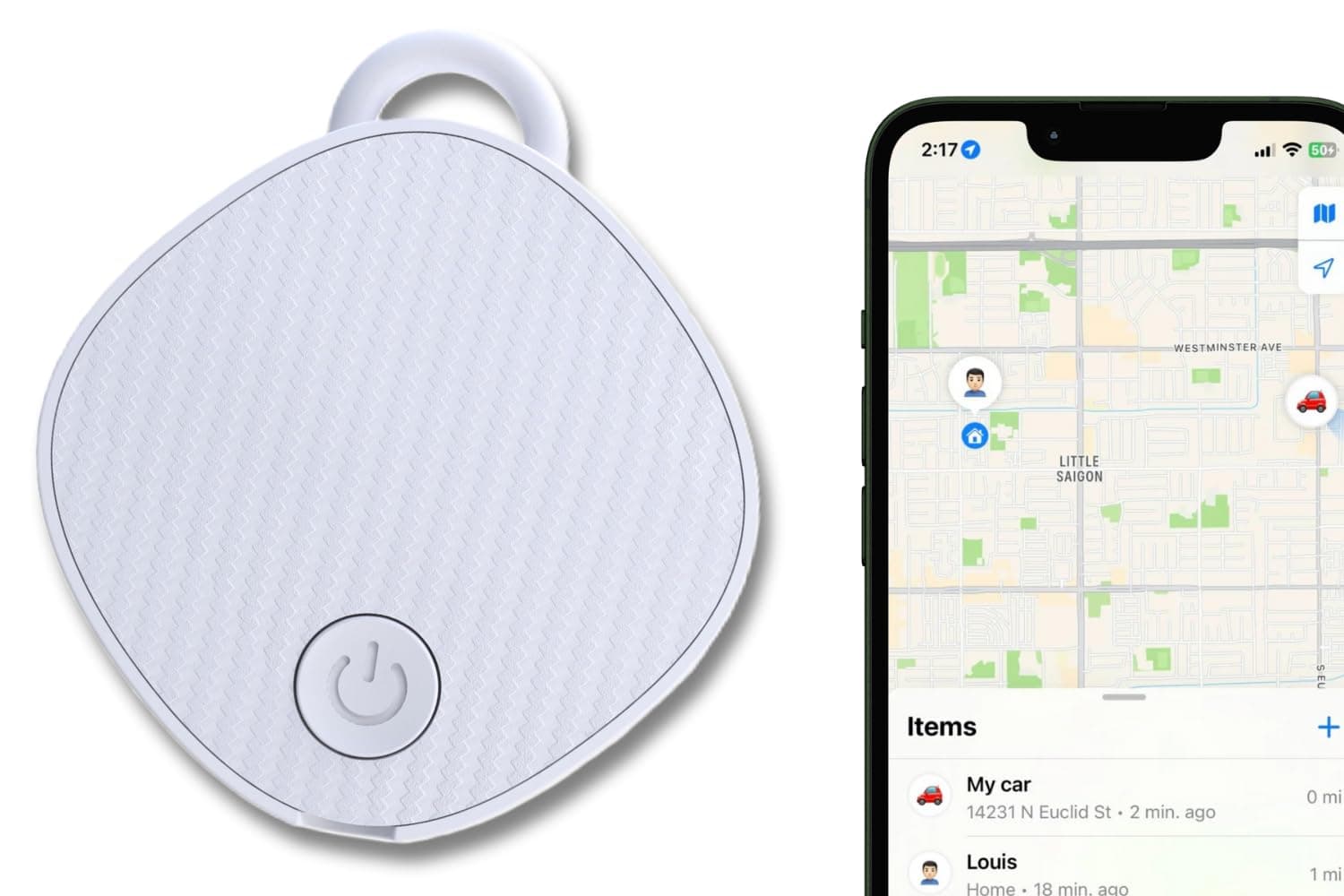 Unlimited Range GPS Tracking Device Item Locator for Car, Purse, Pet, Key Work with Apple Findmy No 3rd App Needed (White)