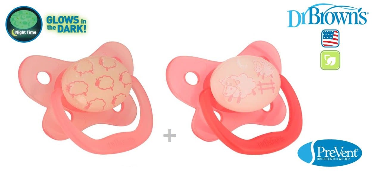 DR BROWN "PRE VENT" Nr.PV12006- 2x Soothers Pacifiers Dummies Orthodontic Silicone/PINK(0-6m)
