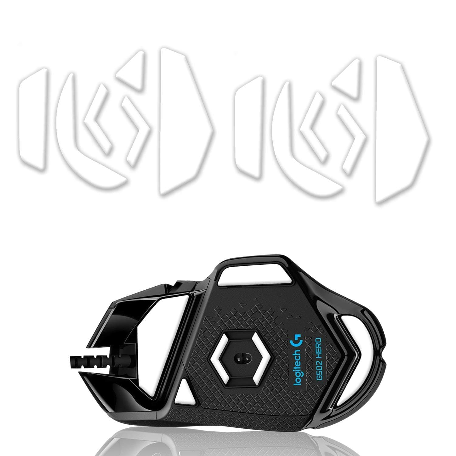 Hyperslides 2 Sets Rounded Curved Edges Mouse Feet, Skates for Logitech G502 Hero, Proteus Spectrum RGB Gaming Mouse Feet Replacement(0.8mm, Smooth Glide, Pure White PTFE) Pro Performance Upgrade