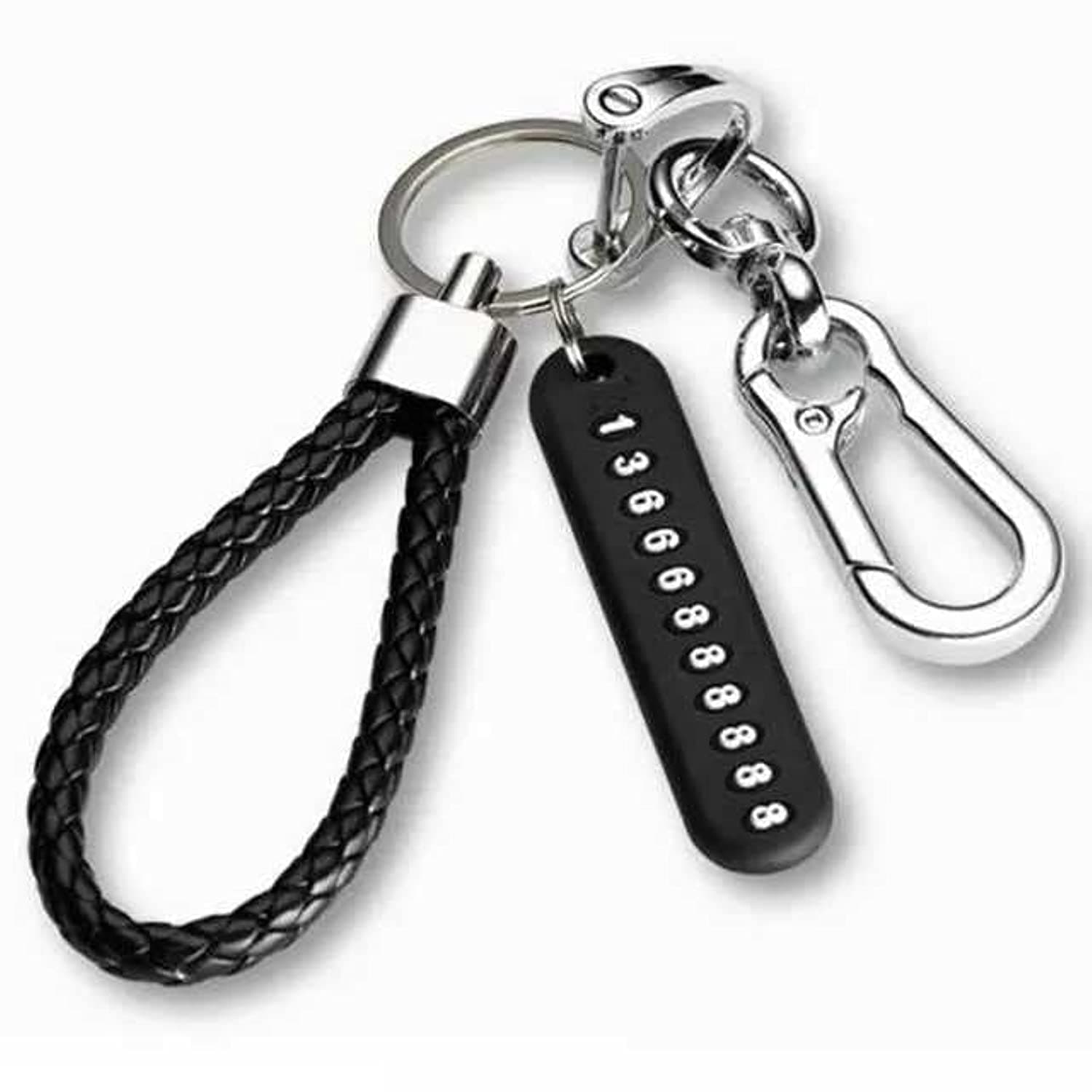 Car Keychain Accessories with Key Ring & Anti-Lost D-Ring Key Chain Holder Clip for Men and Women, ​Metal Keychain Car Fob, Black