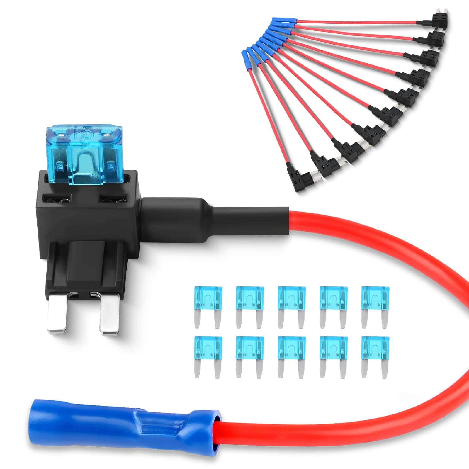 Nilight Fuse Holder Add-a-circuit Fuse TAP Adapter Mini ATM APM Blade Fuse Holder-10 Pack, 2 years Warranty