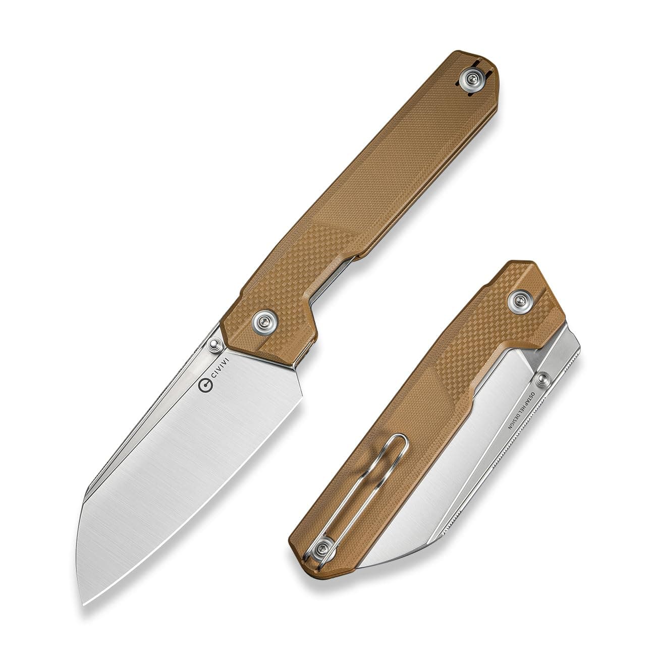 Hid Folding Pocket Knife, 4.14" Sharp 14C28N Blade G10 Handle Nested Liner Lock Kitchen Knife with Thumb Stud Opener, Ideal for Outdoor Use Camping Hiking and EDC C23008-3, Brown