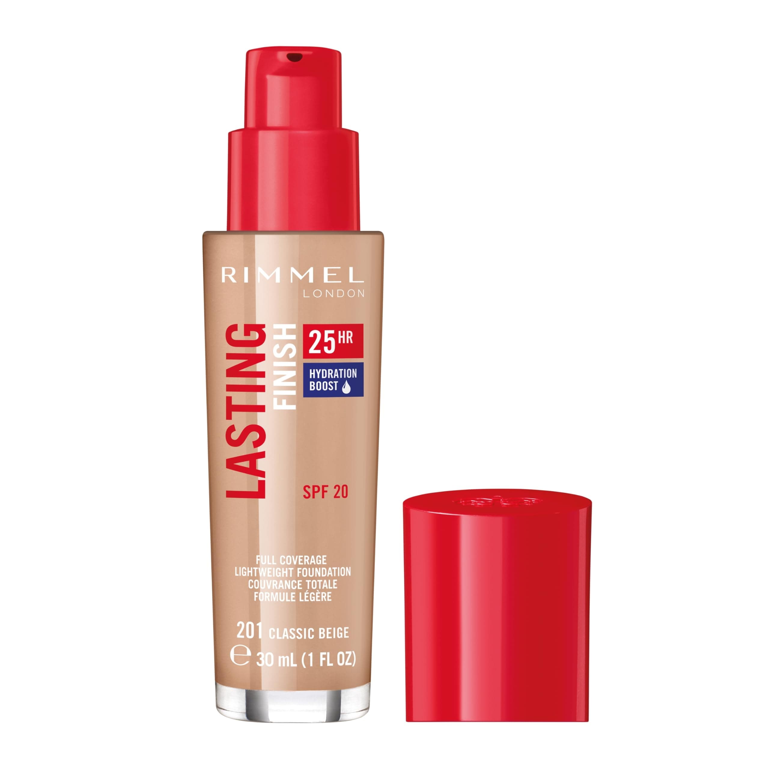 Rimmel London Lasting Finish 25Hr Full Coverage Foundation SPF 20-201 Classic Beige For Women 1 oz Foundation