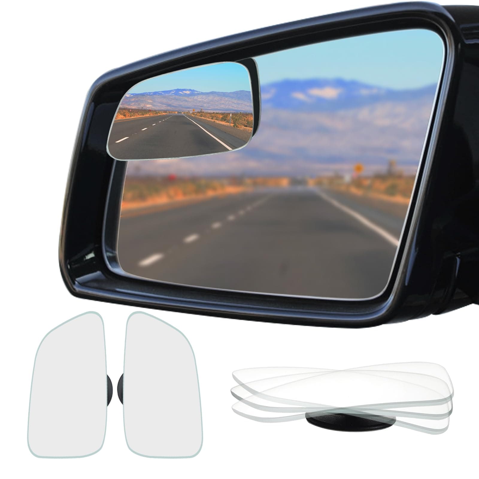 Ampper Large Rear View Blind Spot Mirror, Frameless HD Glass Convex Wide Angle Stick on Wing Blindspot Mirror Rearview Car Mirror for Car SUV and Truck (Pack of 2)