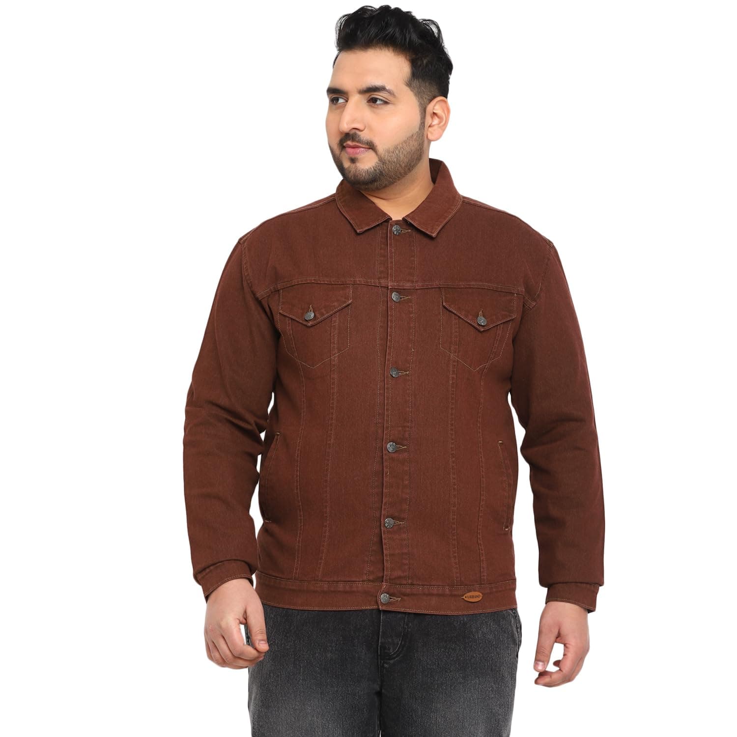 Urbano Plus Men's Regular Fit Washed Full Sleeve Denim Jacket