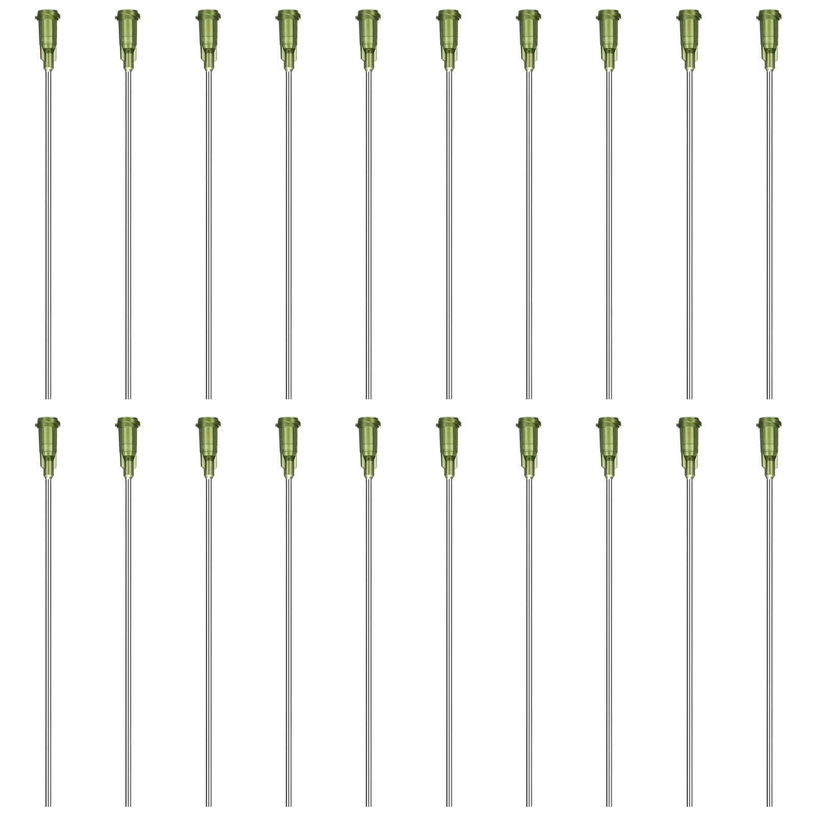 Honoson 20 Pack 14g Industrial Blunt Tip 4 Inch Dispensing Needle for Refilling Liquid Inks Adhesive Glue Oil(14GA,Green)