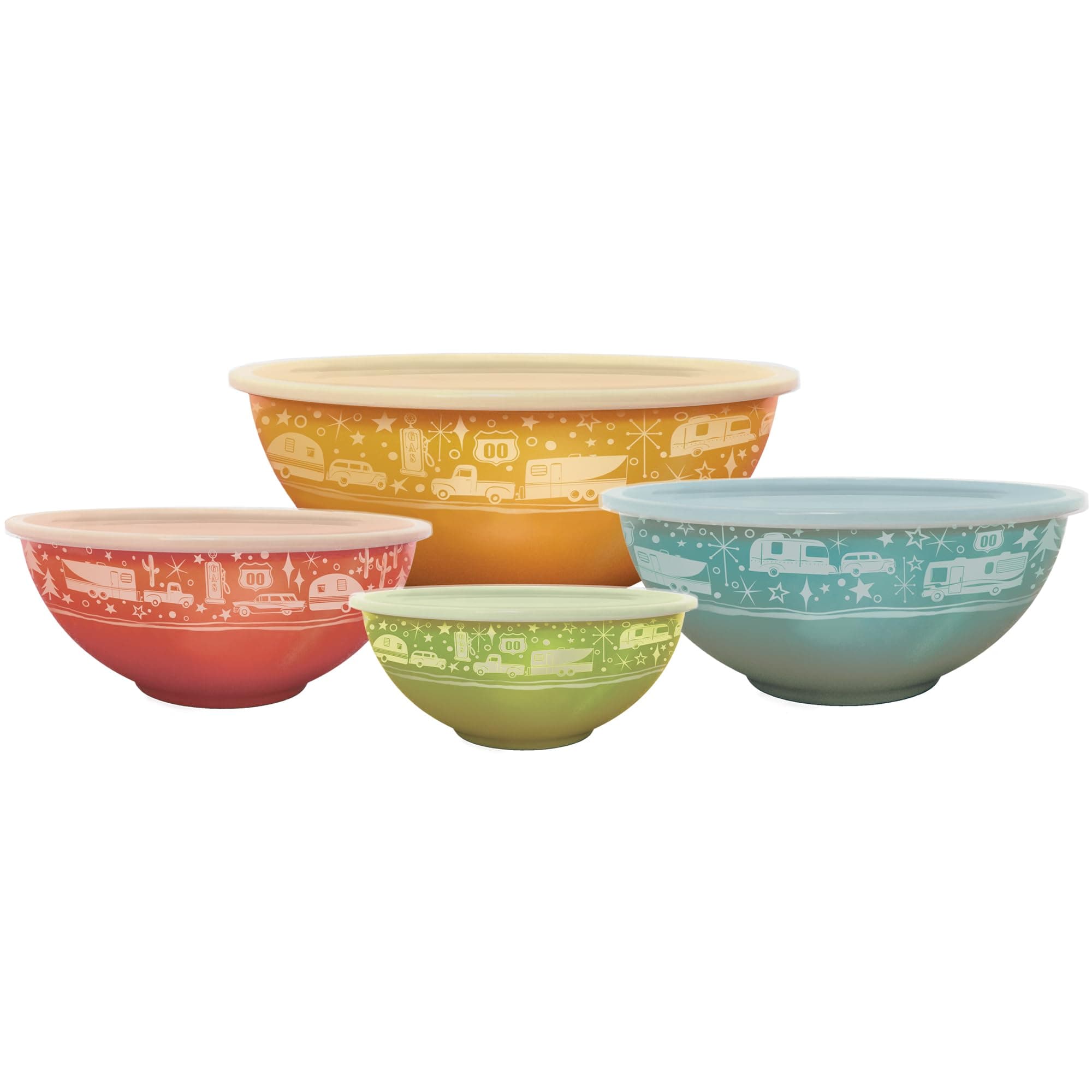 Camp Casual Melamine Bowls with Lids - 4 BPA Free Nesting Bowls with (New and Imporved) Lids Set for Indoor & Outdoor Dining - Sturdy, Lightweight, & Top Shelf Dishwasher Suitable Camping Bowl Set
