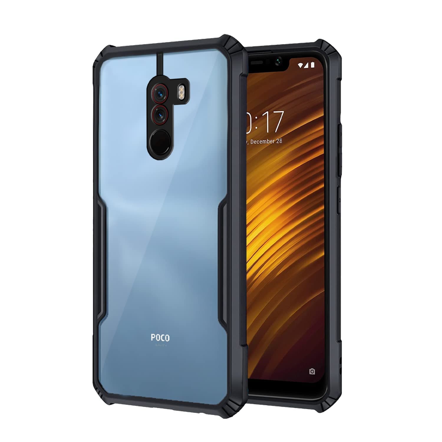 Plus Thermoplastic Polyurethane 360 Degree Protection Black Border Back Cover for Poco F1 (Black)