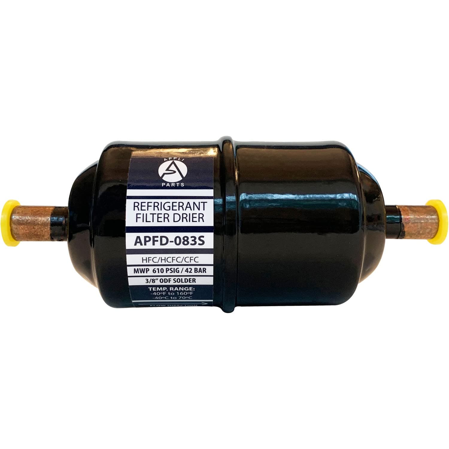 AP APPLI PARTS liquid line refrigerant ac filter drier hvac refrigeration 083S 3/8 in ODF Sweat connection universal unidirectional 5-1/2 in long 2 in wide APFD-083S
