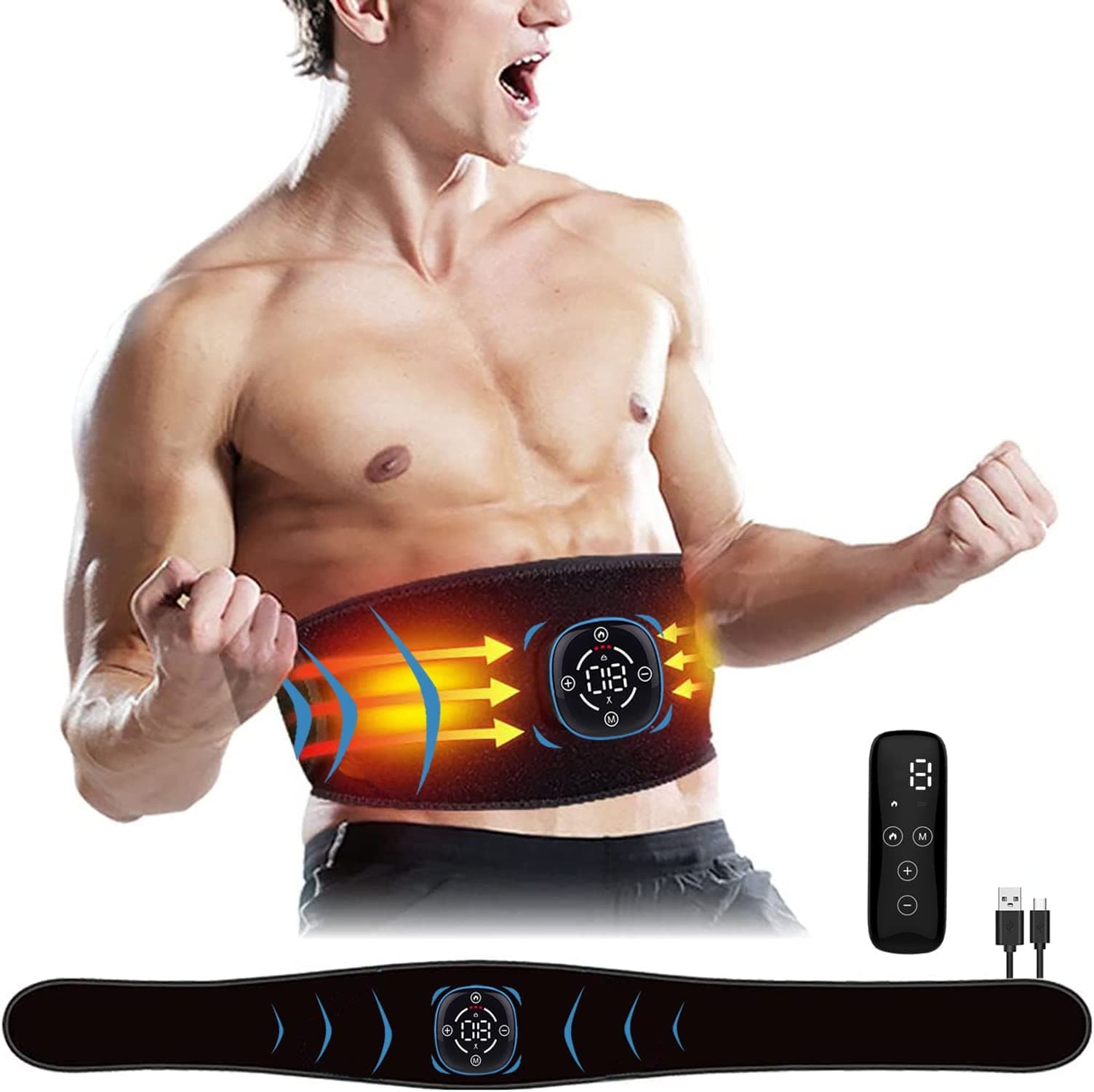 YonarsABS Trainer Muscle Stimulator,EMS Muscle Stimulator, 6 Modes 18 Lntensity Levels for Workout, Unisex, Abs Trainer Muscle Stimulator