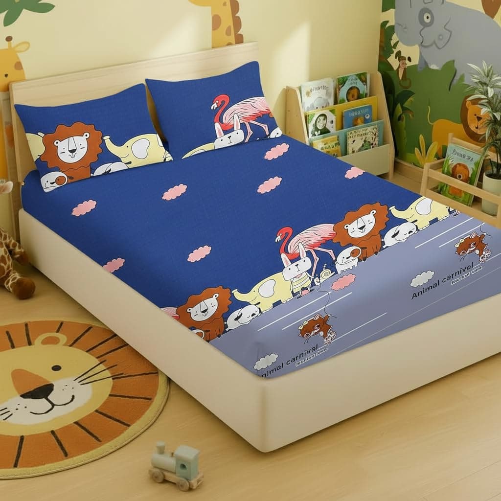 Filymore Kids bedsheets for Double Bed Made with Microfiber 240 TC Wrinkle Fr...