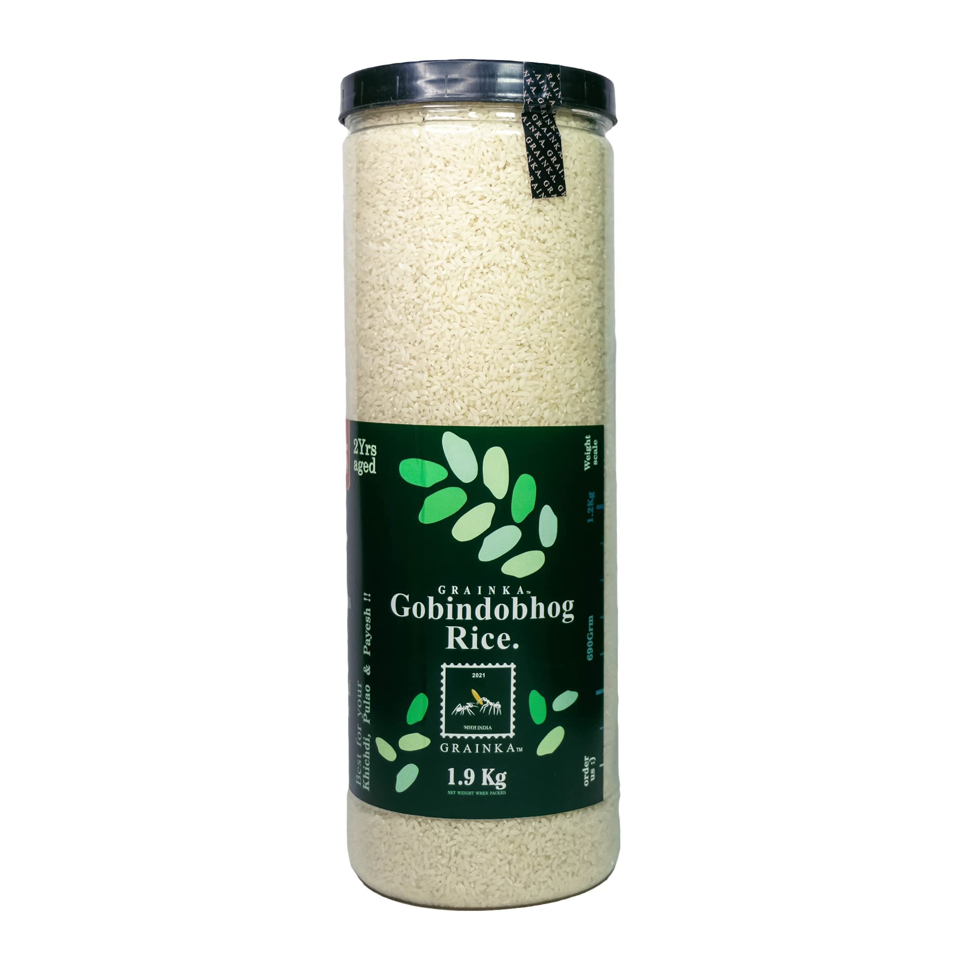 Grainka Gobindobhog Rice || 1.9 Kg || Premium Aged Aromatic Rice || Ideal for Khichdi, Pulao & Traditional Dishes || Naturally Fragrant & Flavourful