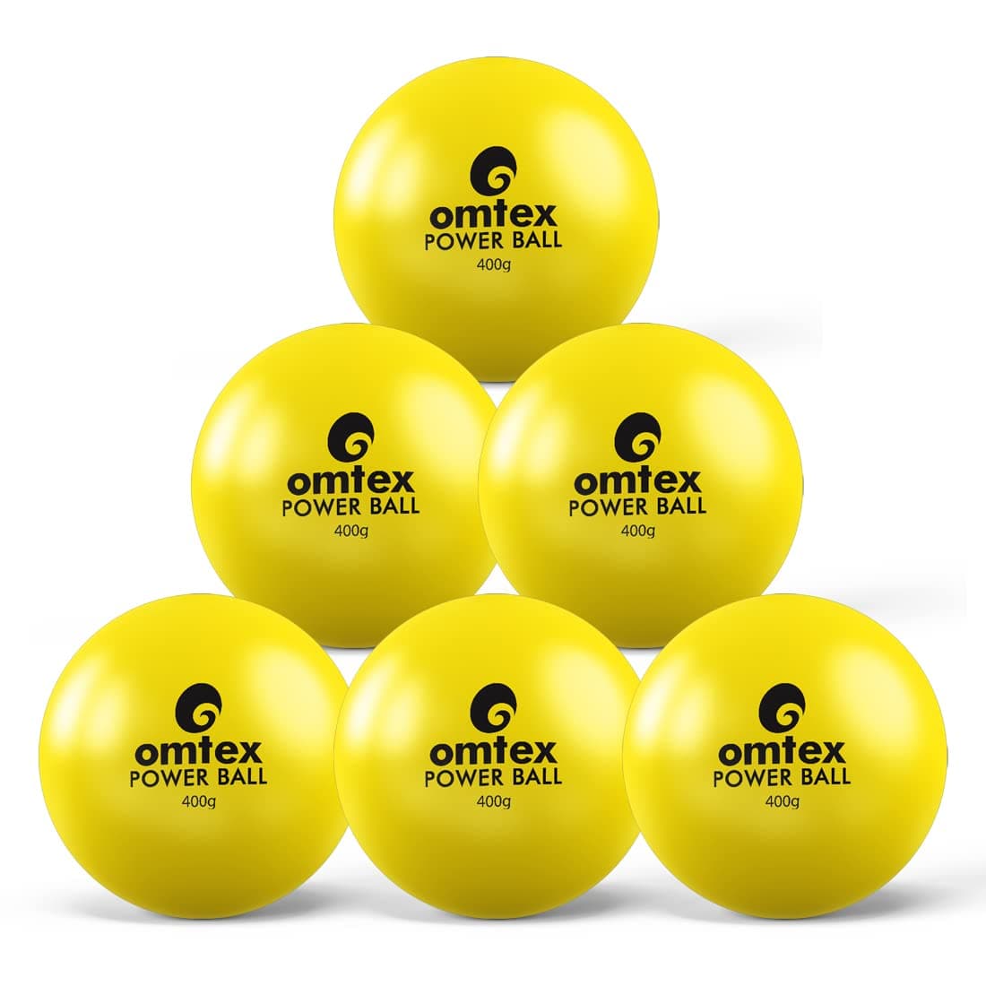 omtex Weighted Balls for Power Hitting, Batting & Pitching Training Suitable for Teenager & Athlete, Build Strength and Muscle, Improve Technique and Form (Yellow, Pack of 6, exercisefitness), Rubber