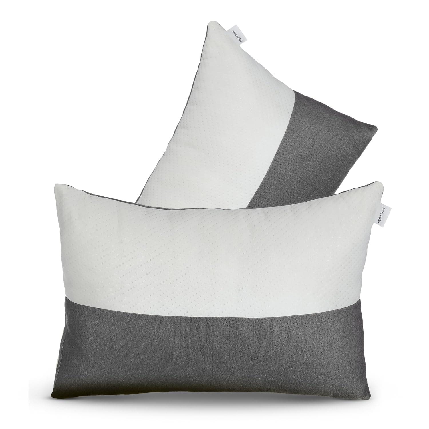 Hollow Fiber Sleeping Pillow | Soft and Fluffy | Adjustable Height | Set of 2 | White and Grey (27 x 16 Inches)