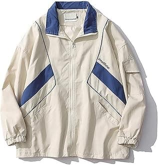 Sumleno Y2k Jacket for Women Zip Up Bomber Jacket Y2k Clothing Racing Varsity Jacket Oversized Color Block Jacket Unisex