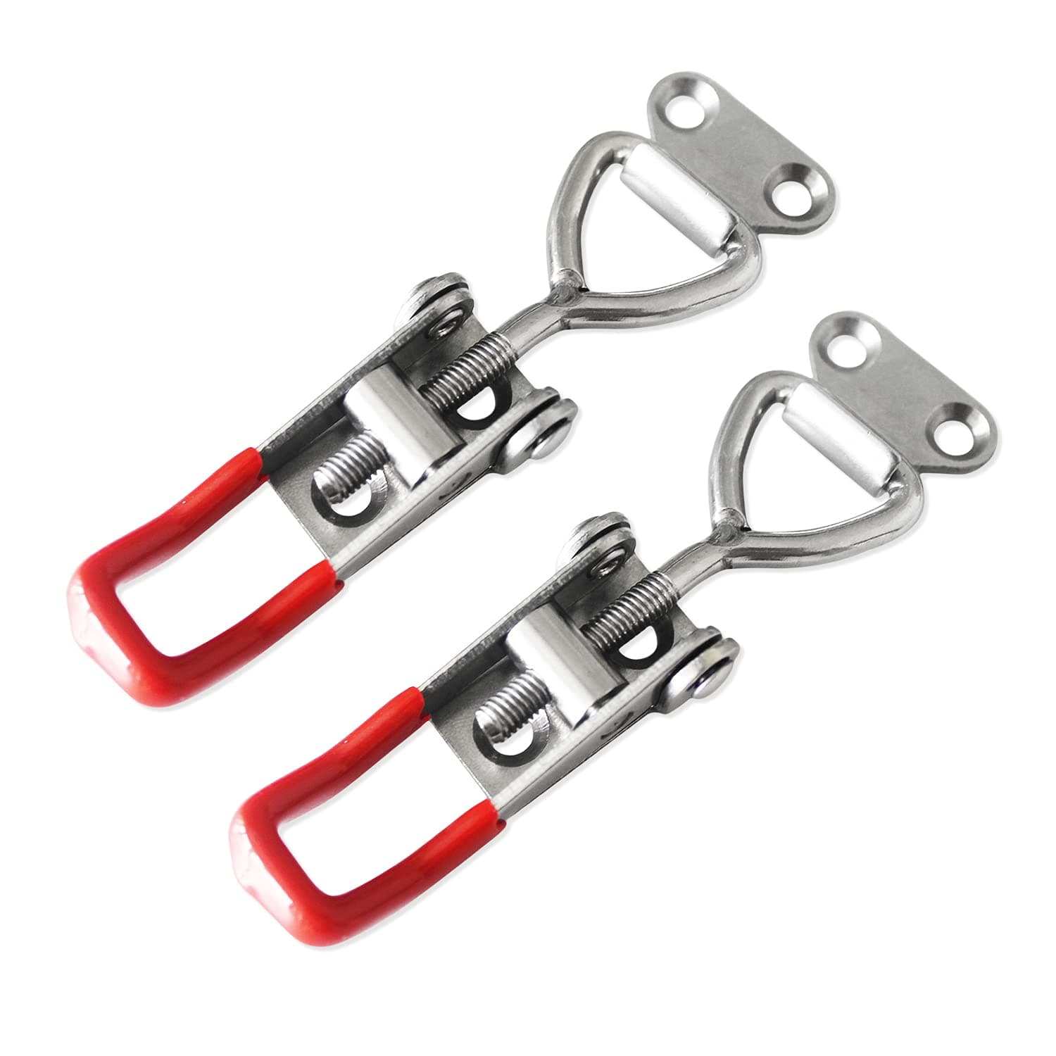 2pcs Toggle Latch Clamp 4001, Adjustable 304 Stainless Steel Pull Hasp Latches, Quick Release Hand Tool Toggle Clamp for Smoker Lid Jig,Case Trunk,Door,220Lbs Holding Capacity